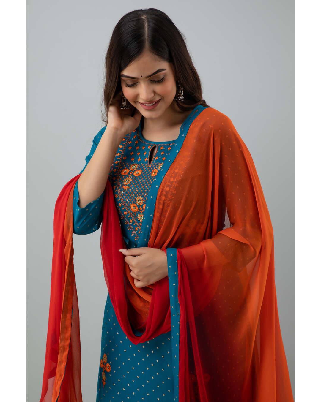 Rayon Embroidered  Palazzo SuitSet view 8