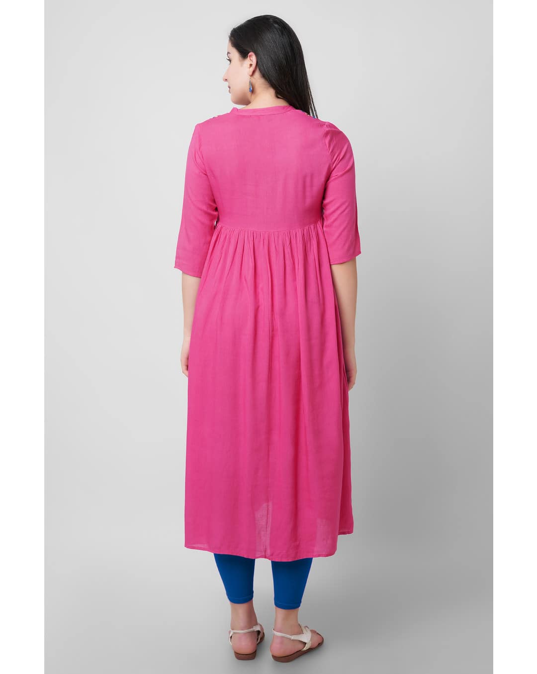 Rayon Embroidered A-line Kurta view 4