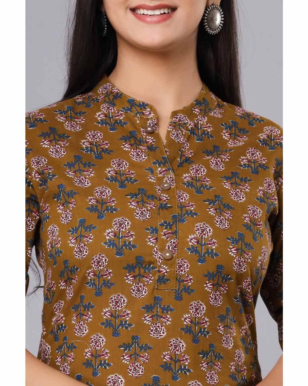 Cotton Printed Straight Kurta view 5