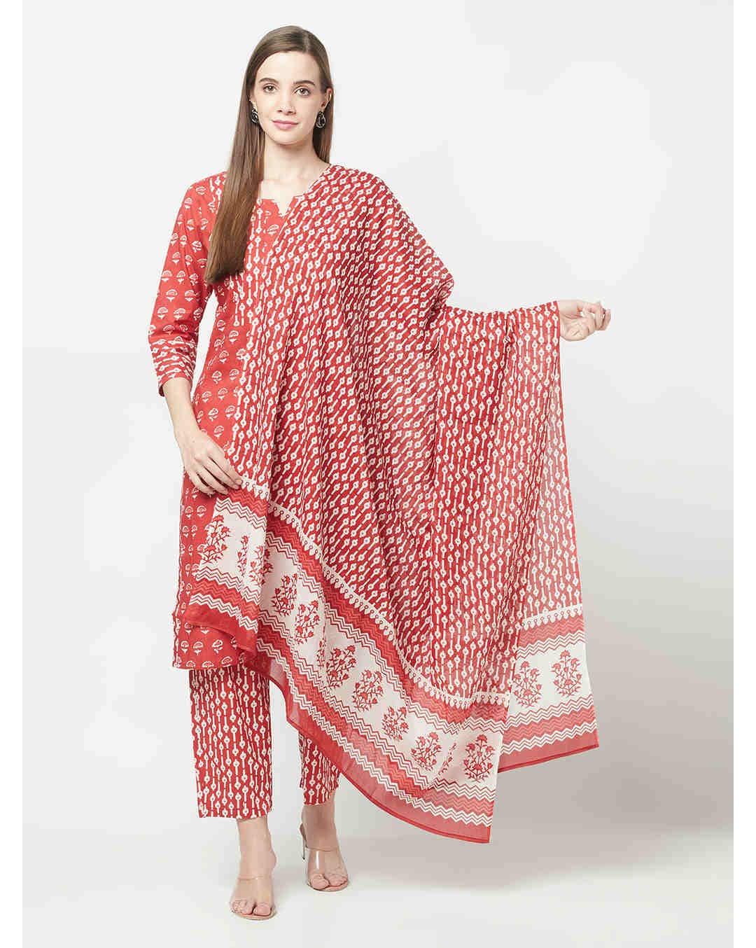 Cotton Floral  Ethnic Pants SuitSet