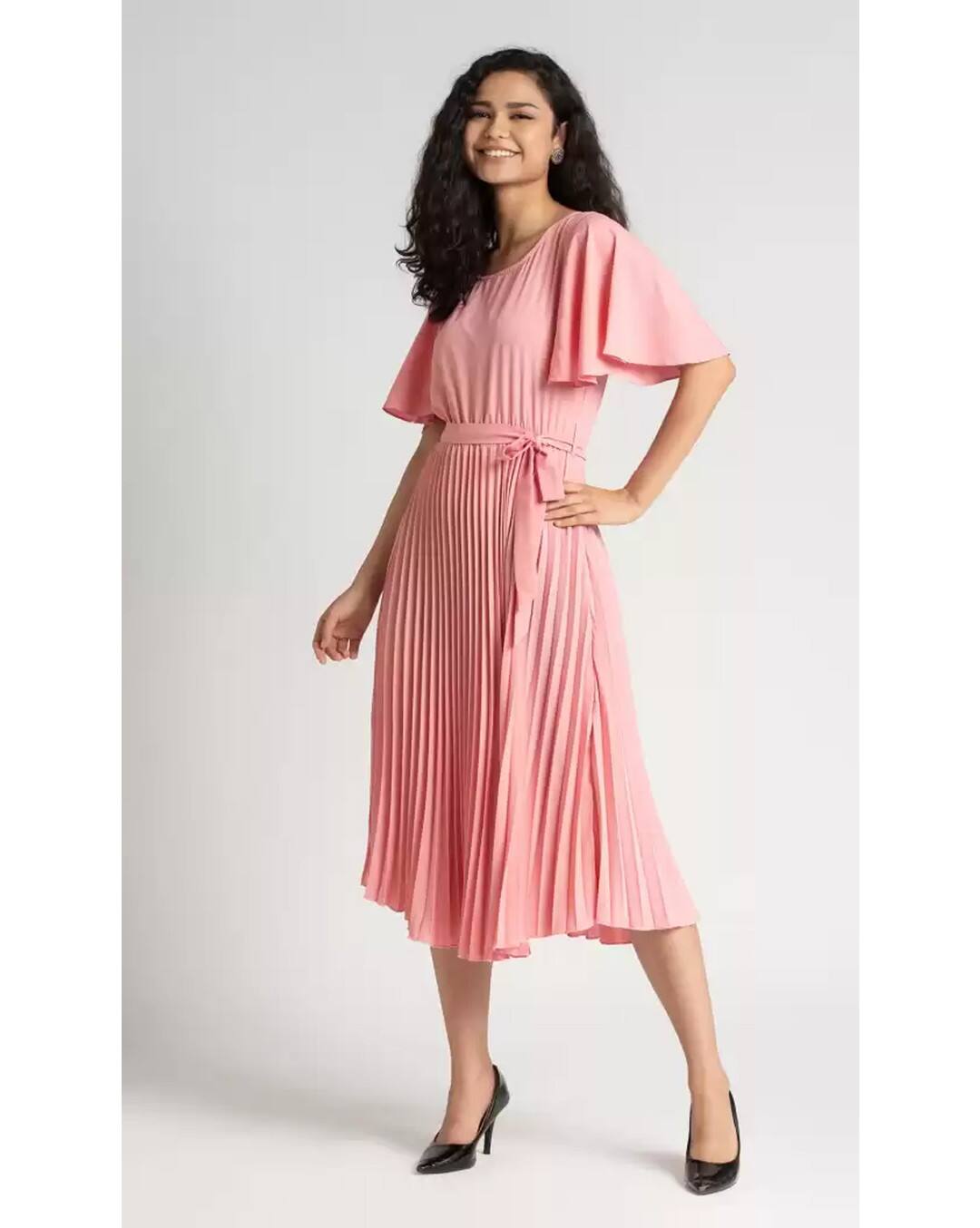 Crepe Solid Fit and Flare Dress view 5