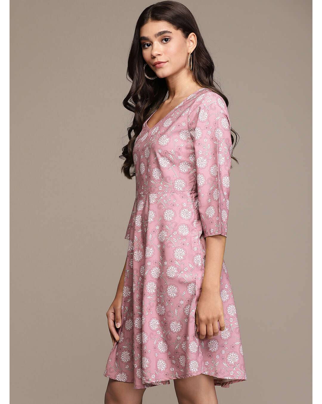 Crepe Floral Fit and Flare Dress view 2