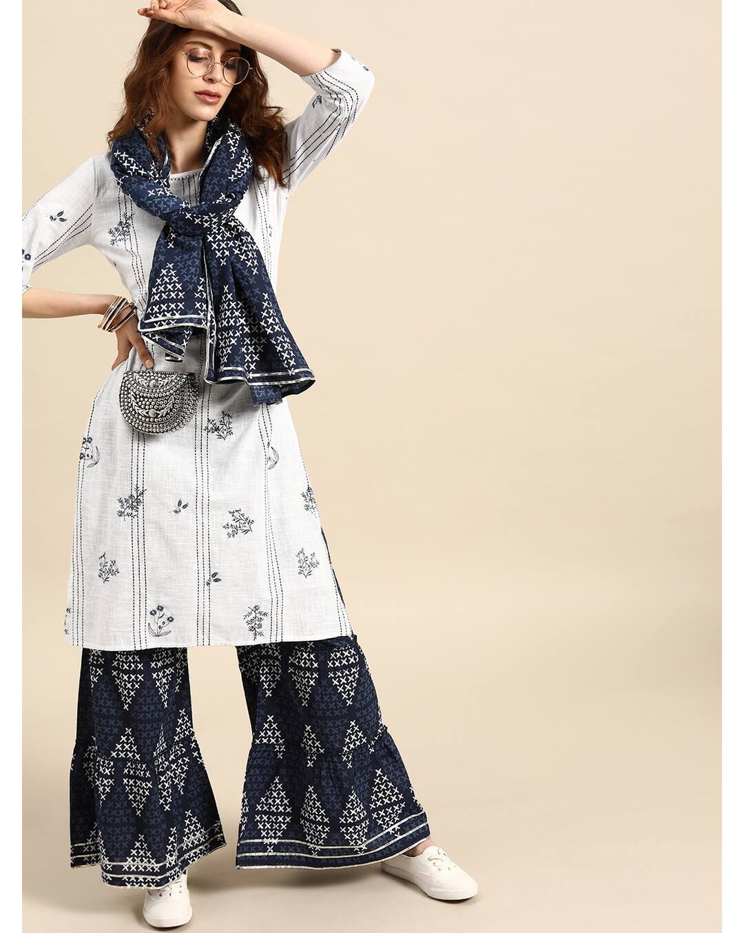 Pure Cotton Embroidered Sharara SuitSet