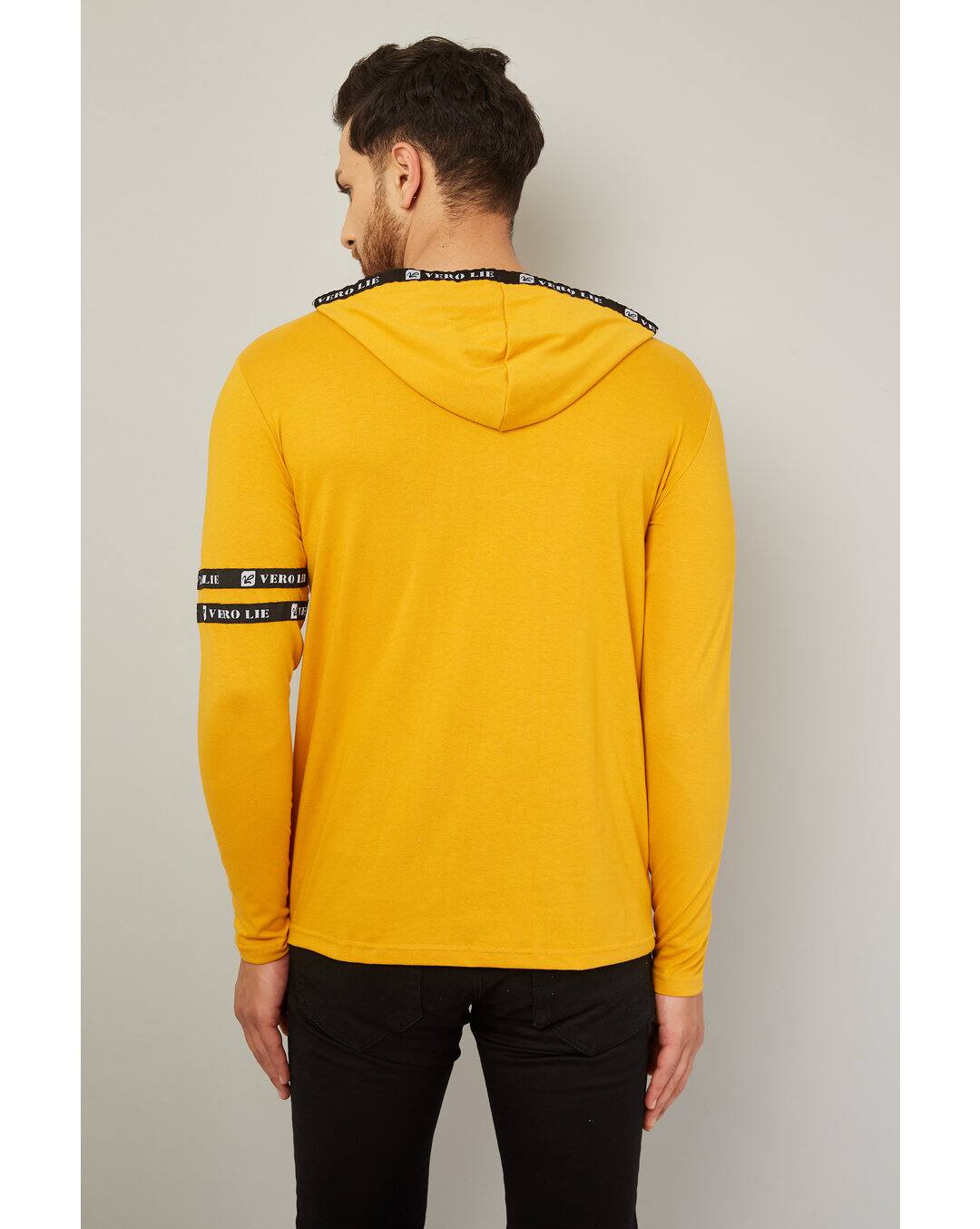 Cotton Solid Slim Fit Hooded Tshirts view 3