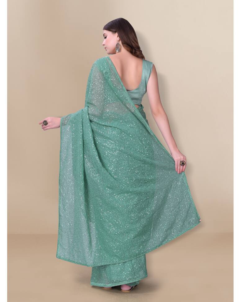 Georgette Embellished Regular Saree view 8
