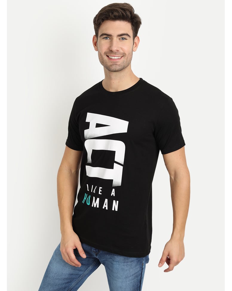 Cotton Printed Regular Fit Round Tshirt view 8