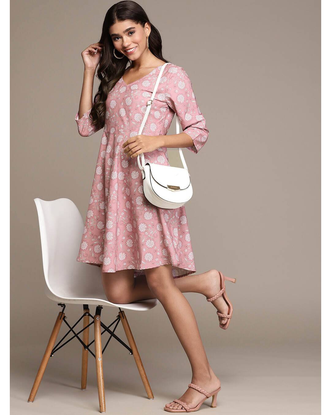Crepe Floral Fit and Flare Dress view 5