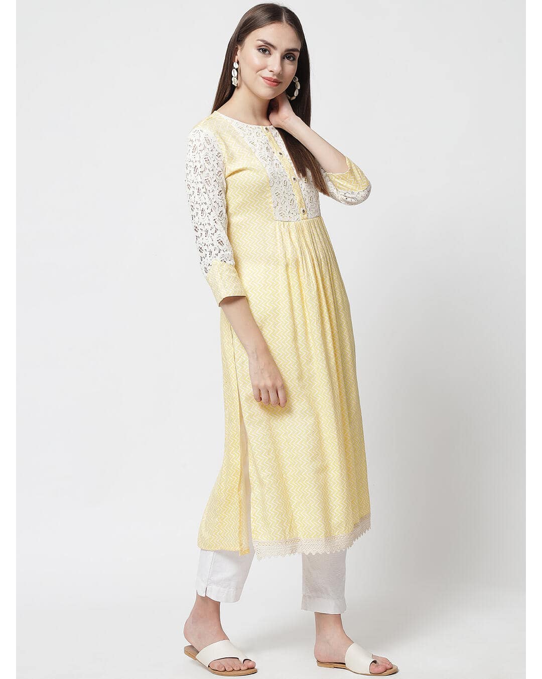 Rayon Foil Print A-line Kurta view 3