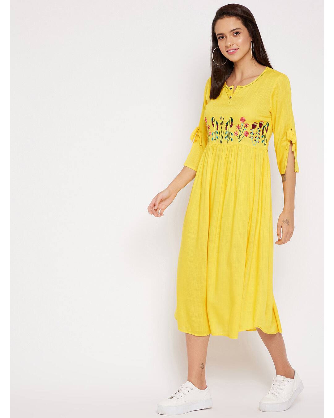 Rayon Embroidered A-line Dress view 6
