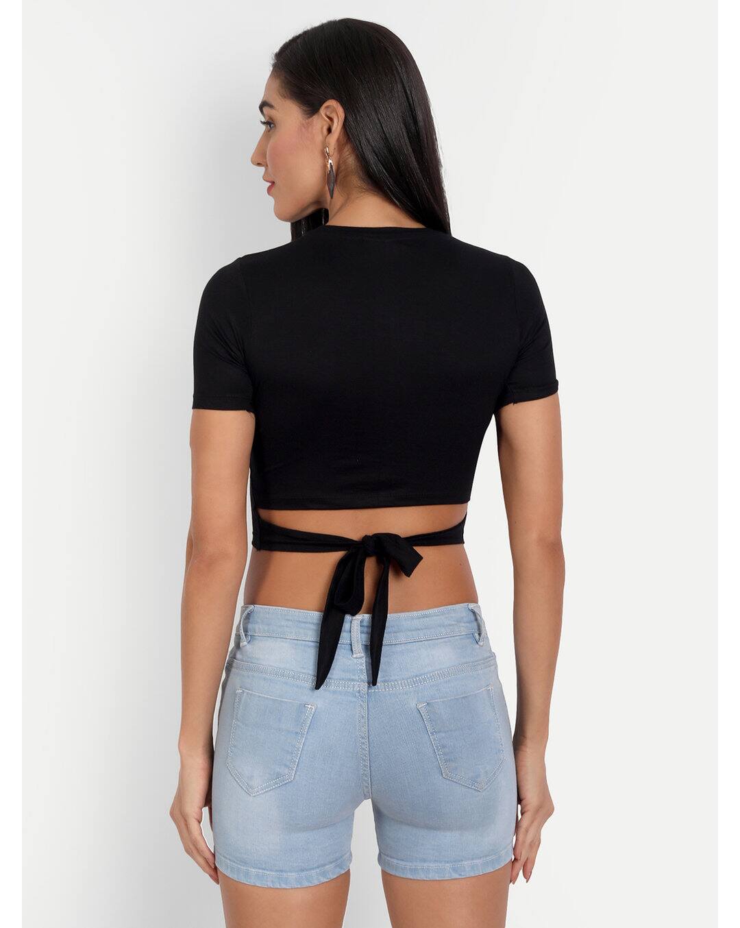 Viscose Solid Crop Top view 4