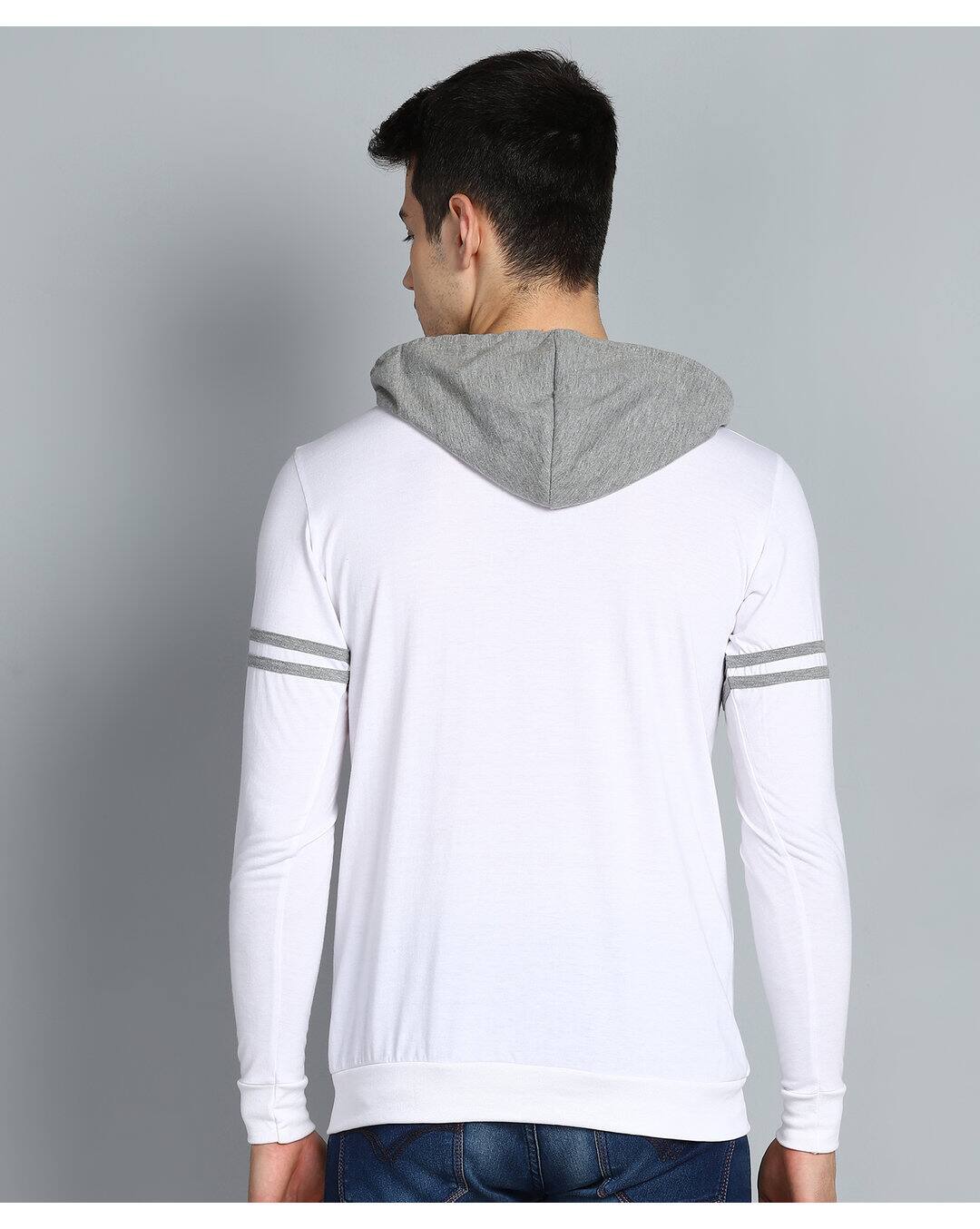 Cotton Solid Slim Fit Hooded T-shirts view 4