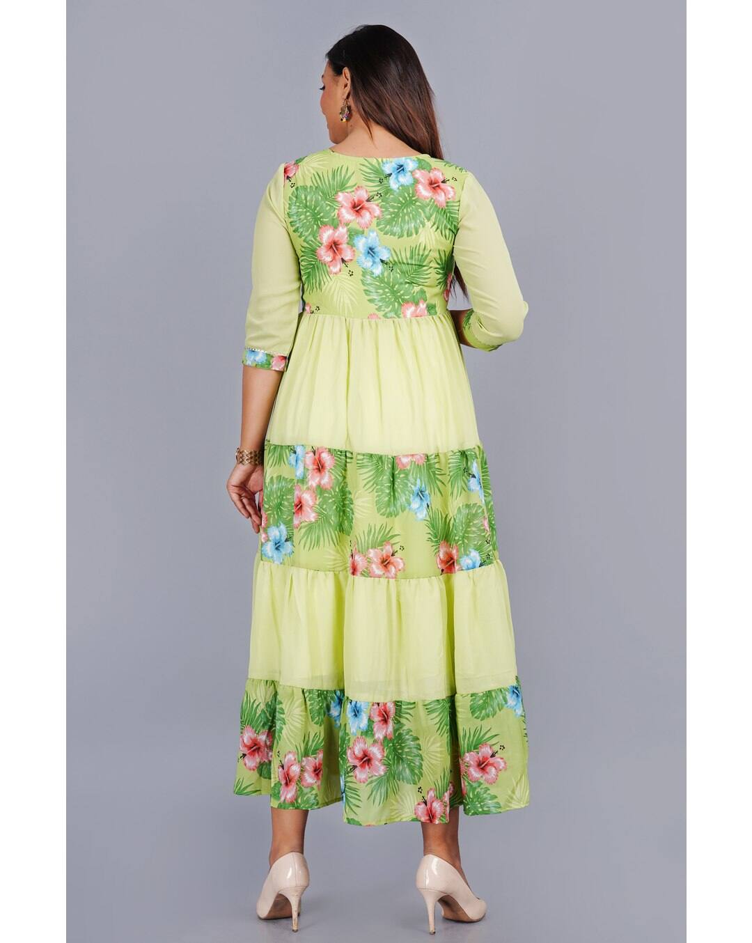 Georgette Printed Flared Kurta view 2