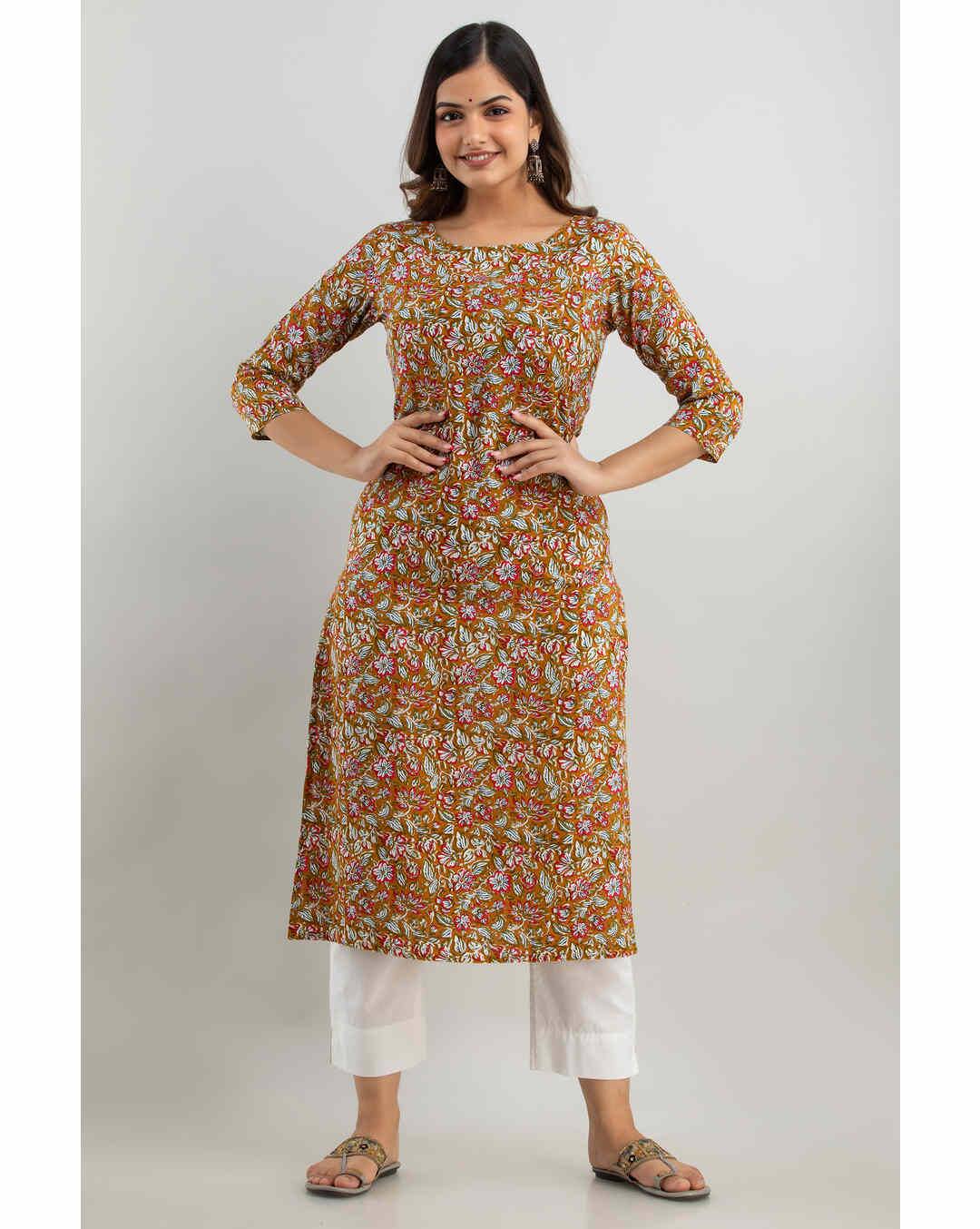 Rayon Printed Straight Kurta view 2