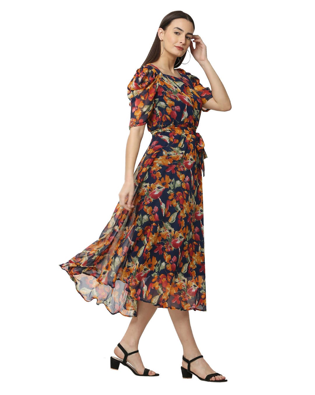 Chiffon Printed Fit and Flare Dress