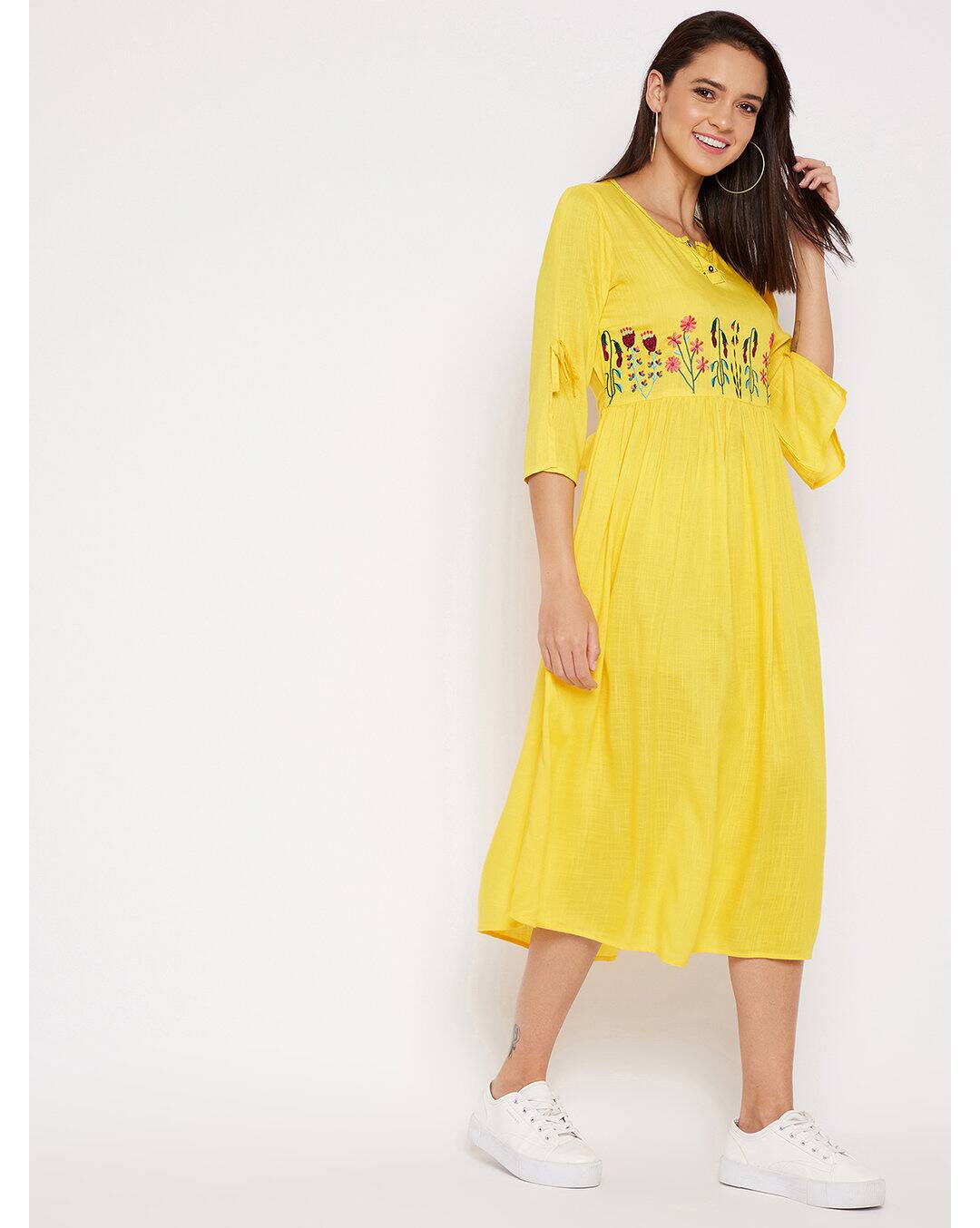 Rayon Embroidered A-line Dress view 7
