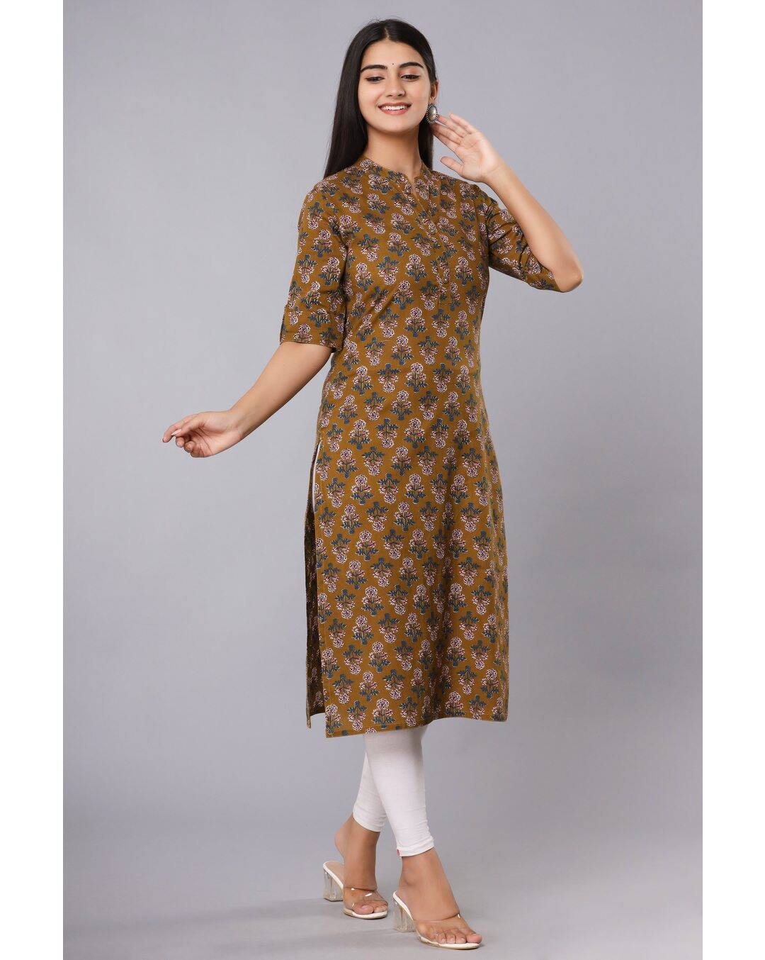 Cotton Printed Straight Kurta view 3