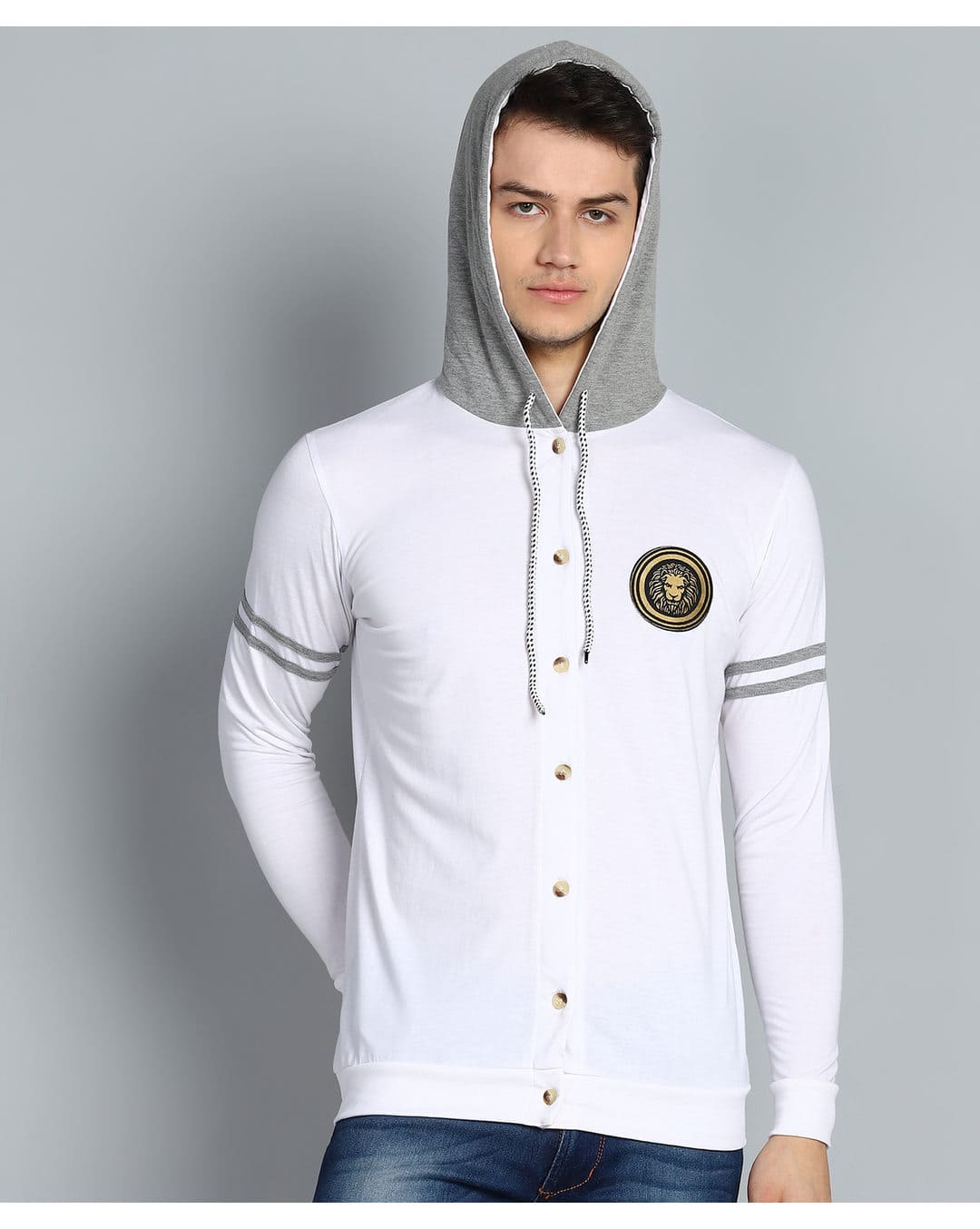 Cotton Solid Slim Fit Hooded T-shirts view 5