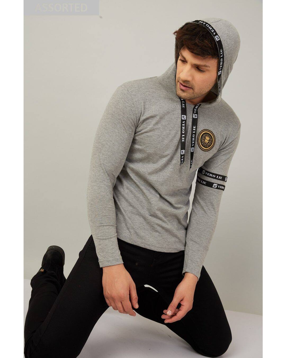 Cotton Solid Slim Fit Hooded Tshirts view 6