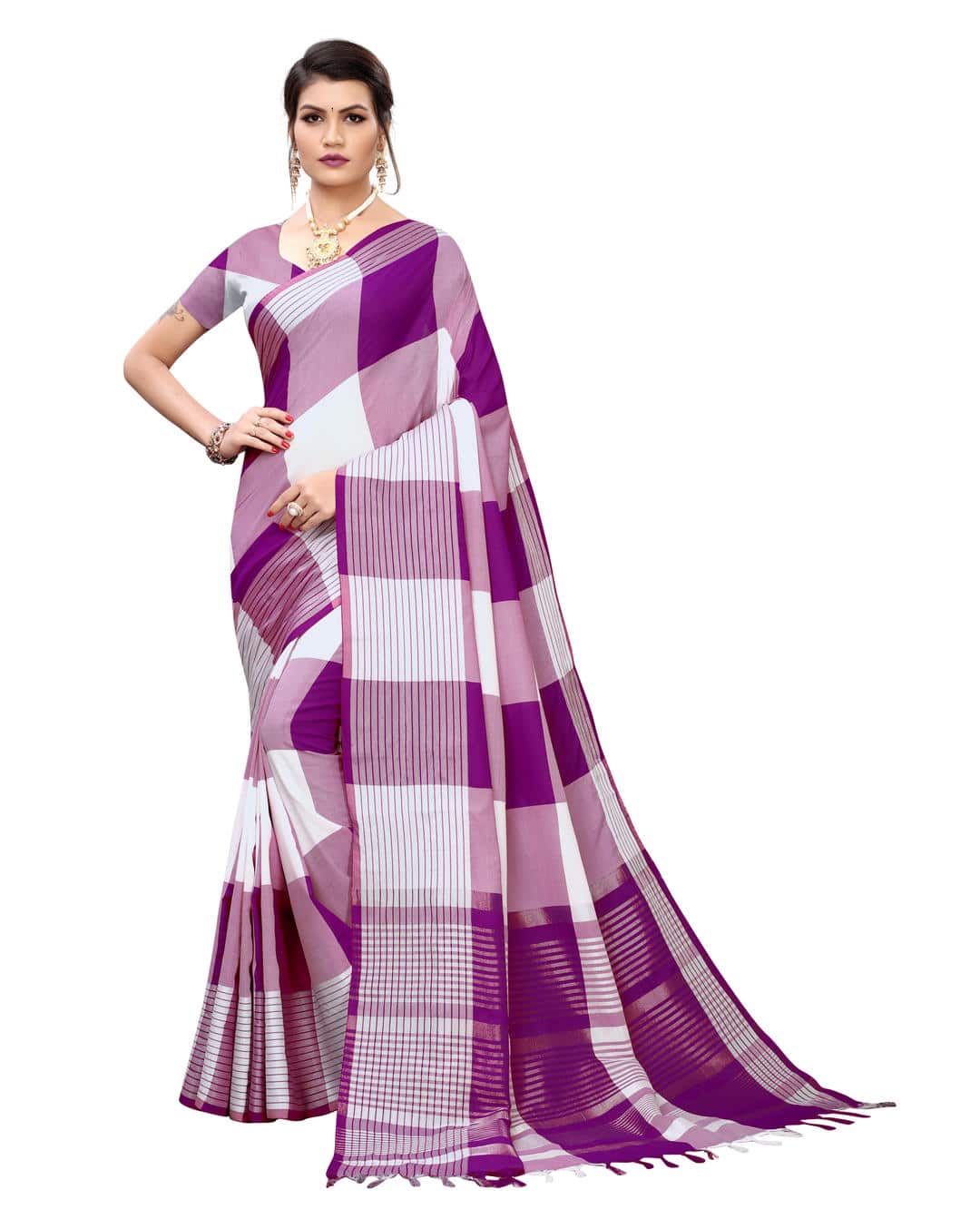 Silk check  Regular Saree