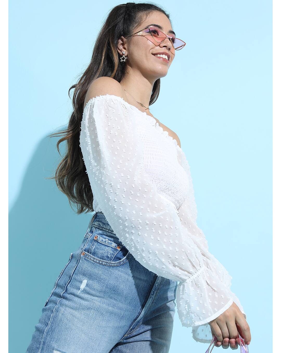 Polyester Embroidered Crop Top view 5