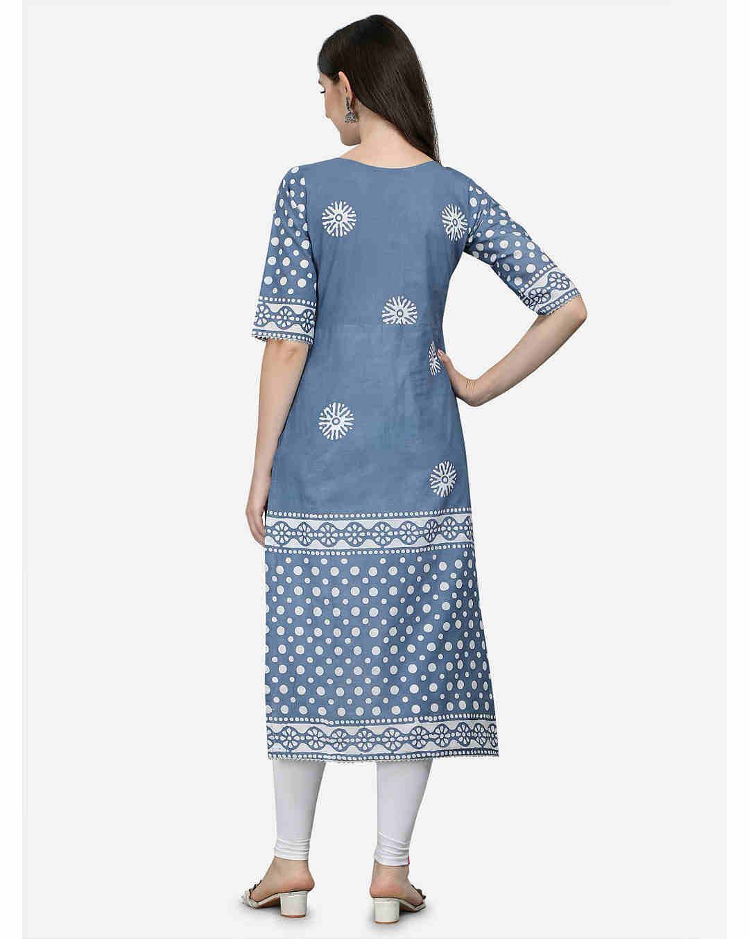 Cotton Printed Straight  Kurta view 2
