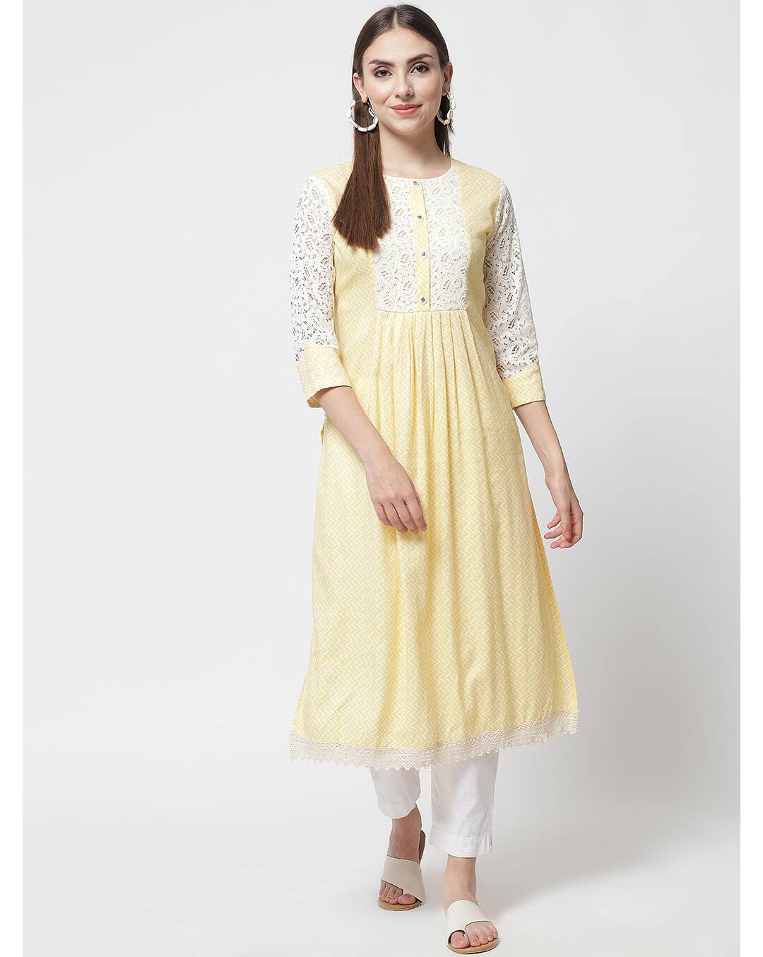 Rayon Foil Print A-line Kurta view 6