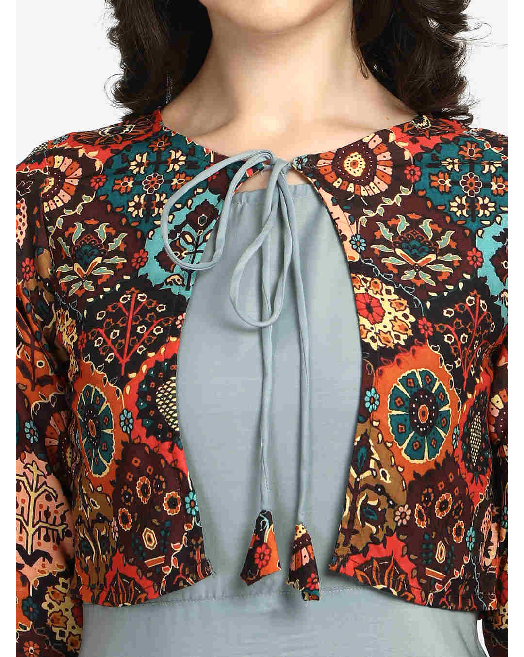 Rayon Printed A-Line Kurta view 5