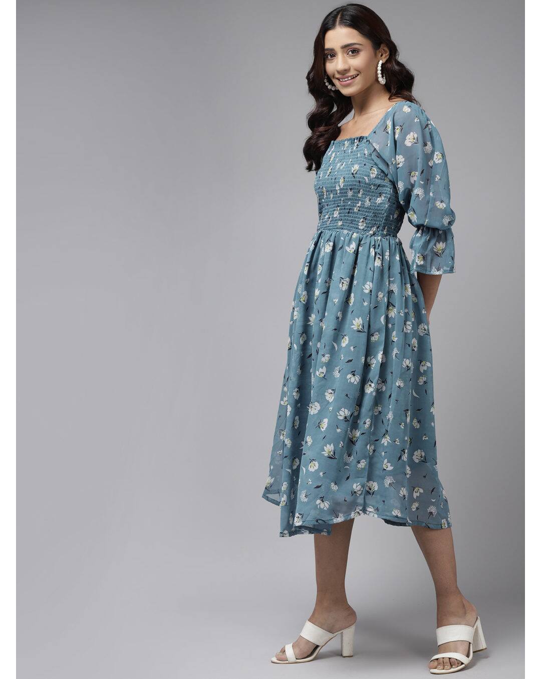 Georgette Floral Fit and Flare Dress view 3
