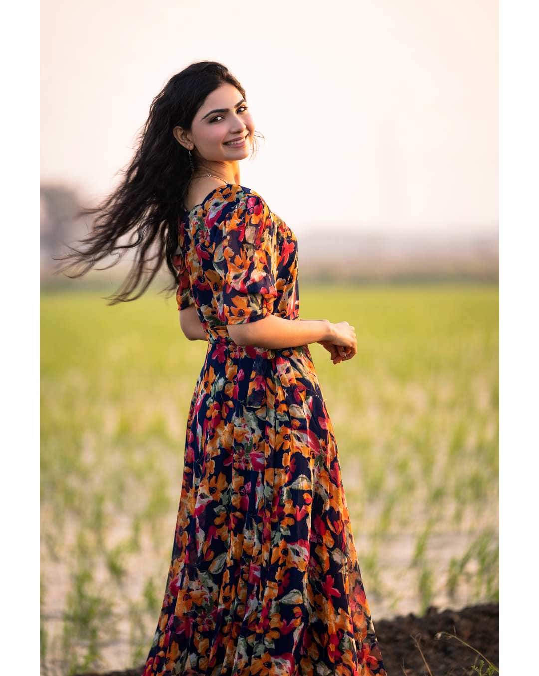Chiffon Printed Fit and Flare Dress view 9