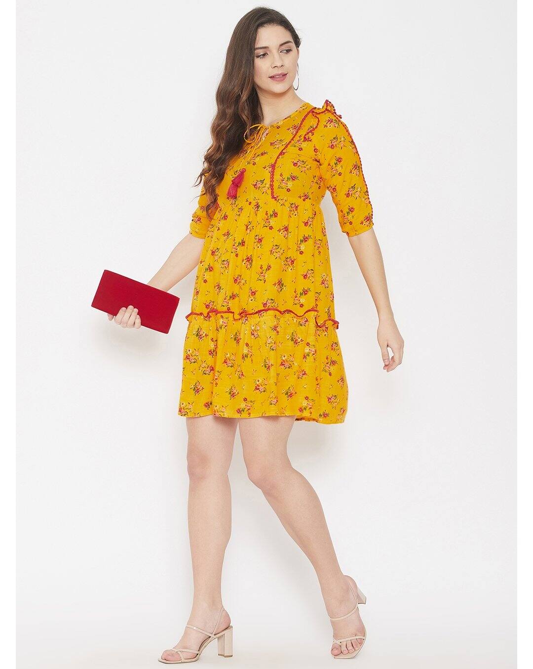 Rayon Floral A-line Dress view 3
