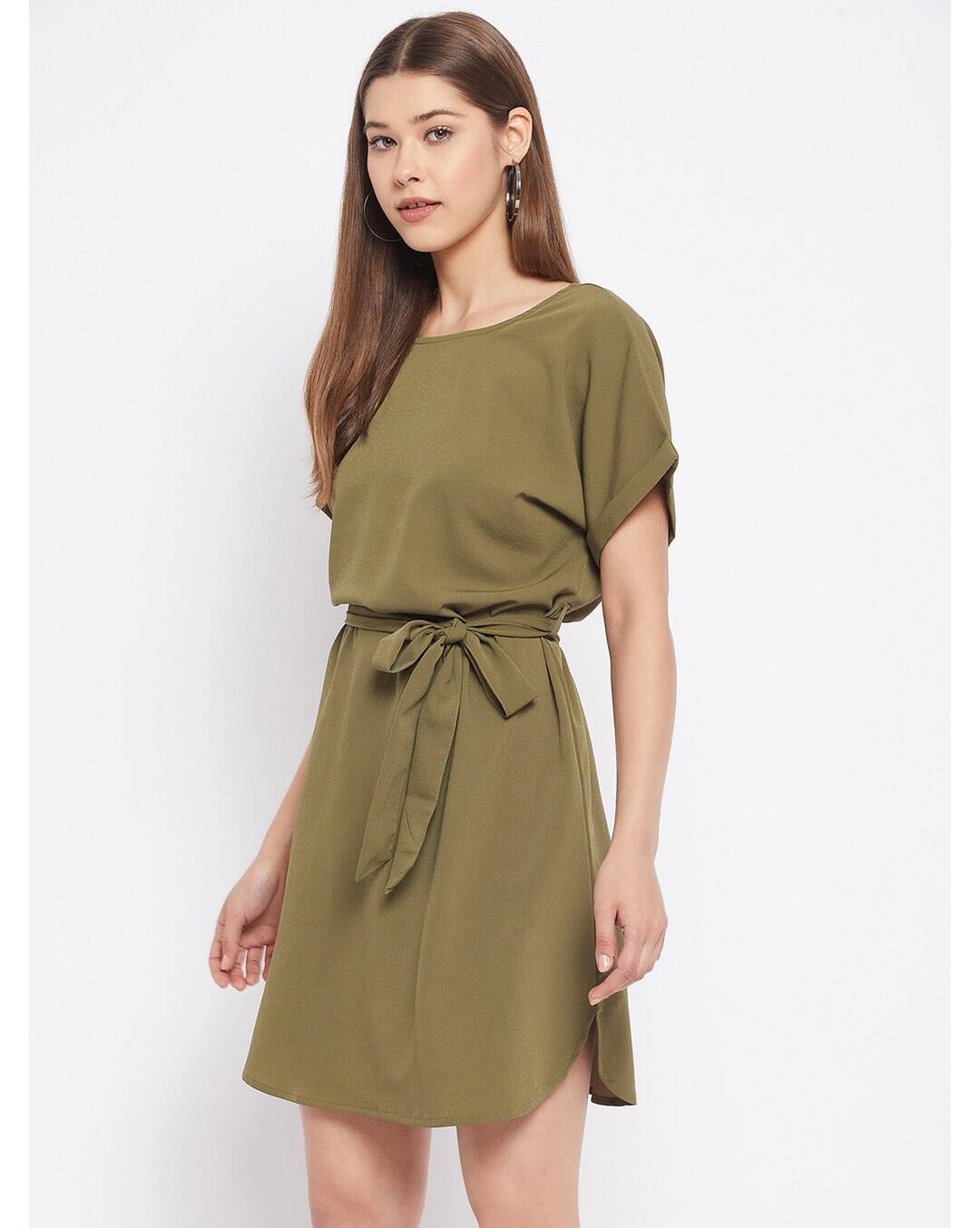 Polyester Solid A-line Dress view 4
