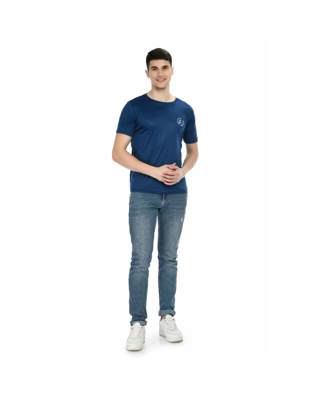 Polyester Solid Regular Fit Round Tshirts view 7