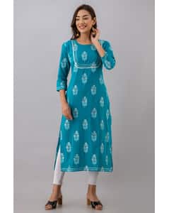 Cotton Floral Straight Kurta view 3
