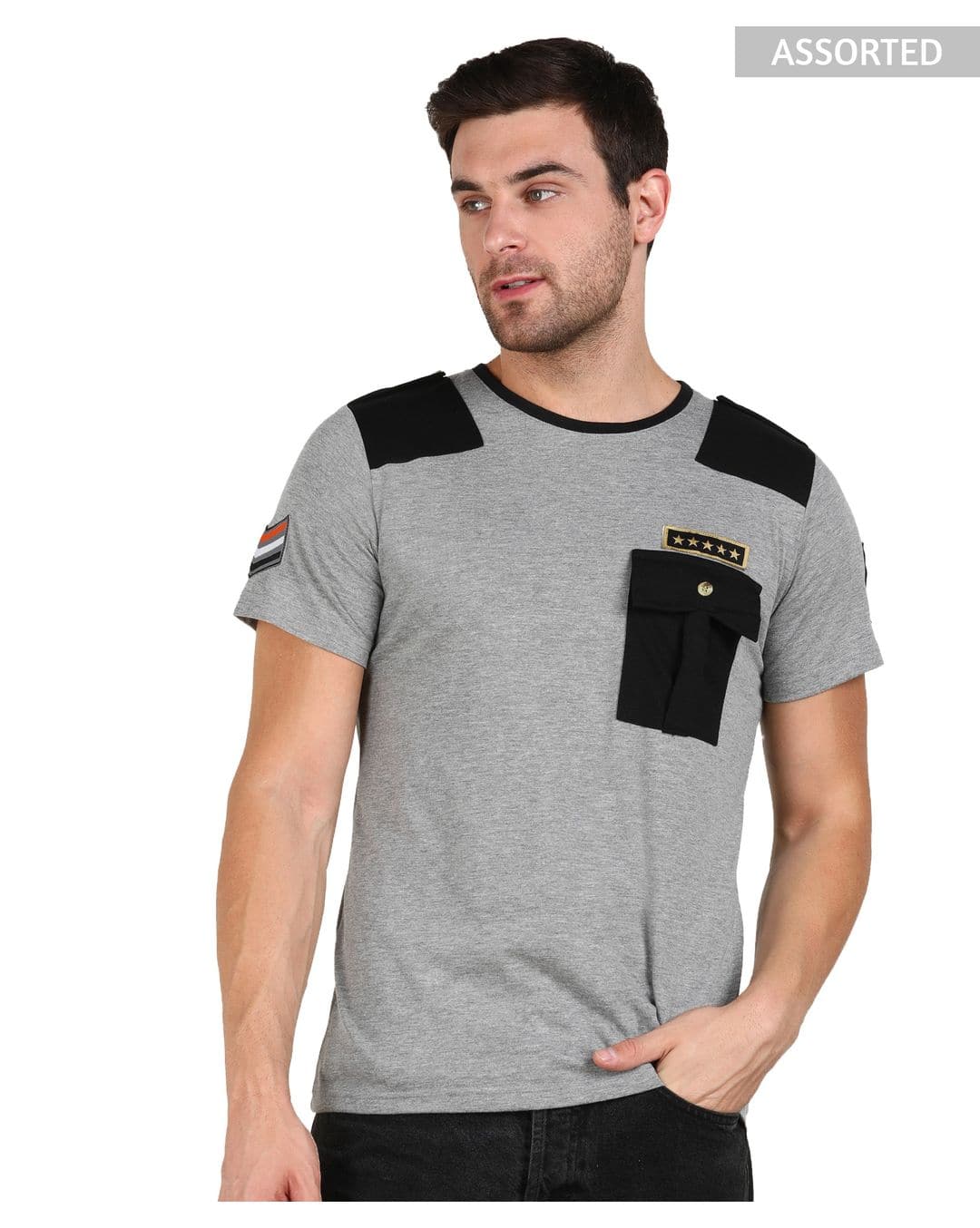 Cotton Solid Slim Fit Round Tshirts view 4