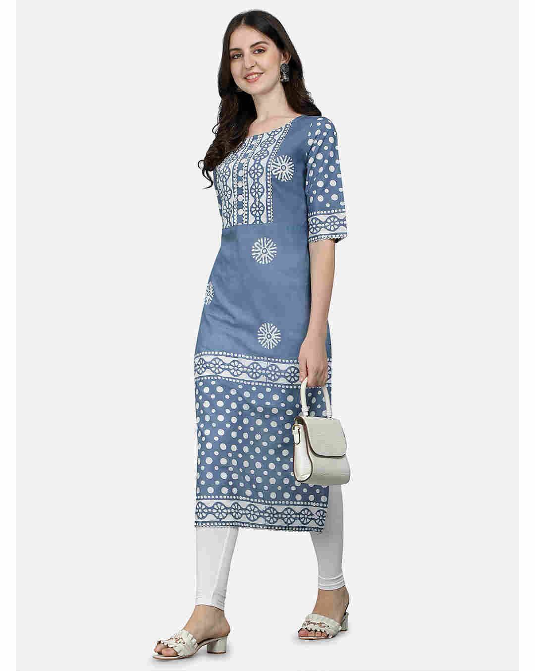 Cotton Printed Straight  Kurta
