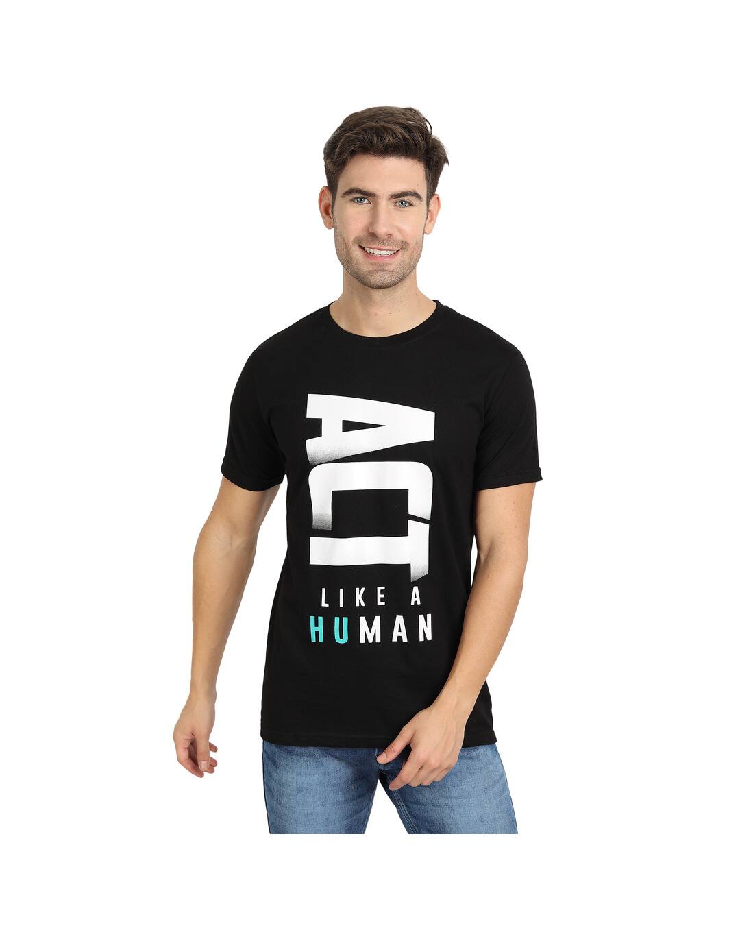 Cotton Printed Regular Fit Round Tshirt
