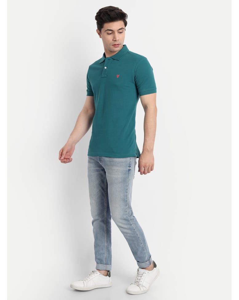 Cotton Solid Regular Fit Polo  Neck T-shirt view 14