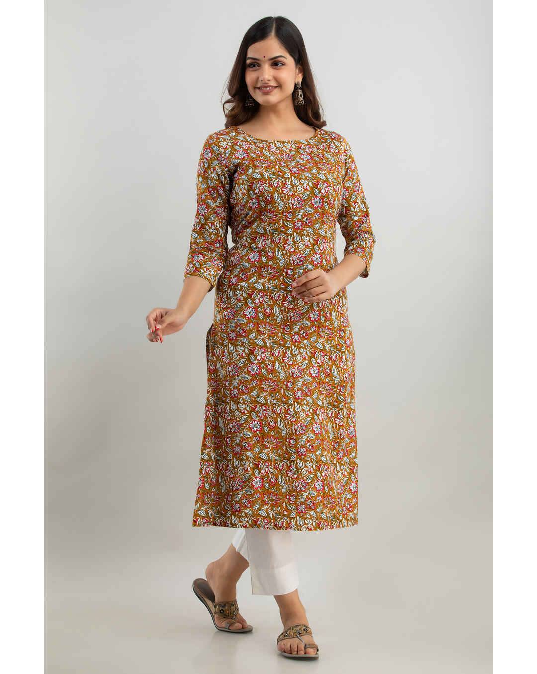 Rayon Printed Straight Kurta view 8