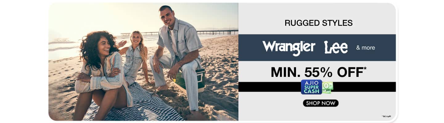 Rugged styles from Lee, Wrangler, and more Min 55% Off