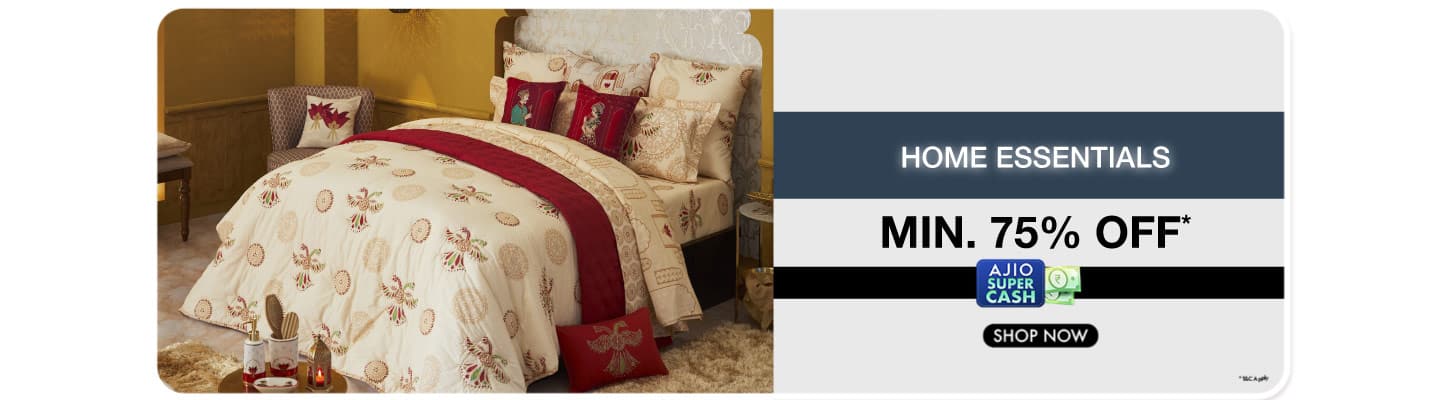 Home Essentials Min 75 (Multi Click - Bedsheets Under 499 | Curtains Min 60% | Bed in Bag @ 999)