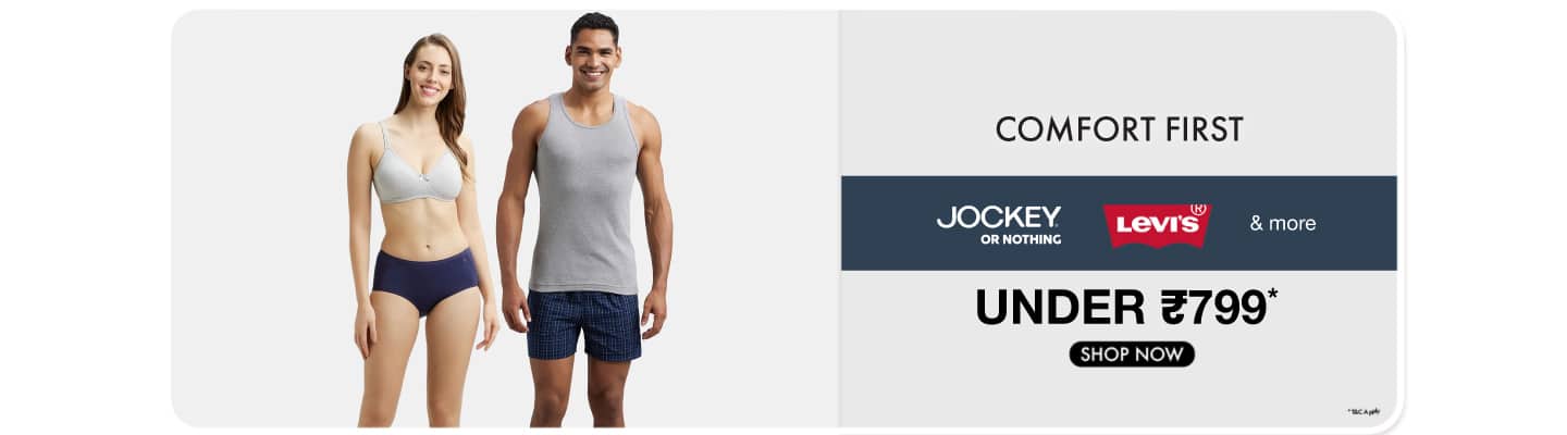 Uncompromised Comfort- Inner and Loungewear by Leading Brands - Jockey, Levis and more - Under 799