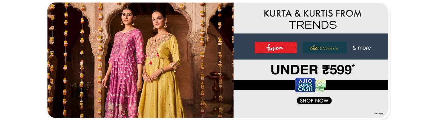 Kurta & Kurtis from Trends Under 599 Avaasa Fusion and nore