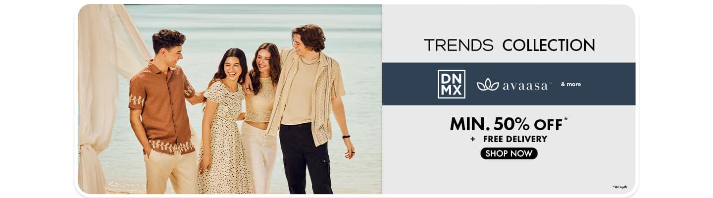 TRENDS Collection at unbelievable prices under Rupees 399. Two women model white and pink ethnic wear.