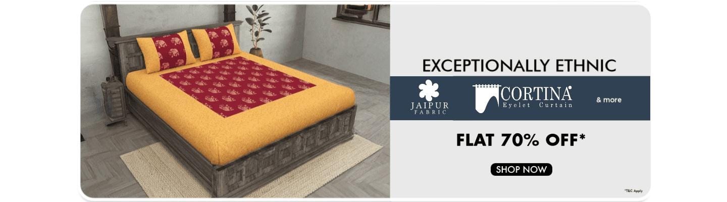 Home Flat 70% off- Jaipur Fabric, Cortina & more