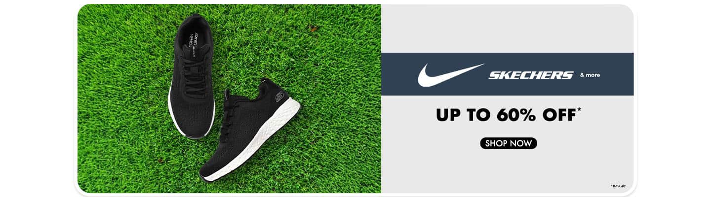 "Upgrade Your Collection: NIKE, SKECHERS & More – UPTO 60% Off  tag men footwear"