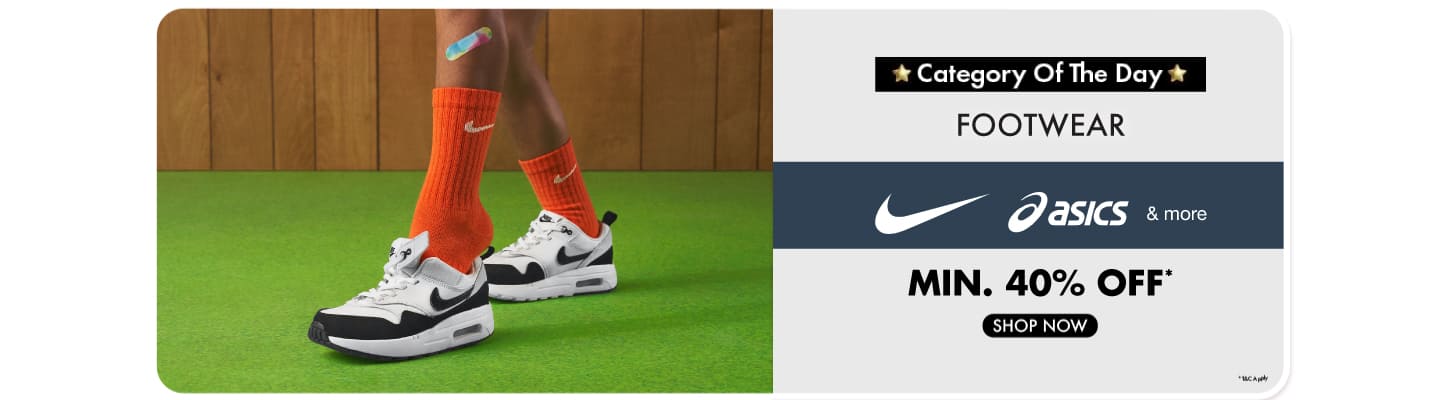 Category Day-Footwear Min 40% Nike, Asics and more