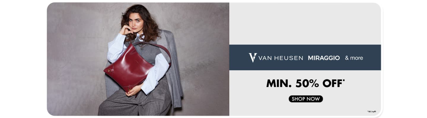 Handbags Min 50Percentage Van Heusen  Miraggio and more