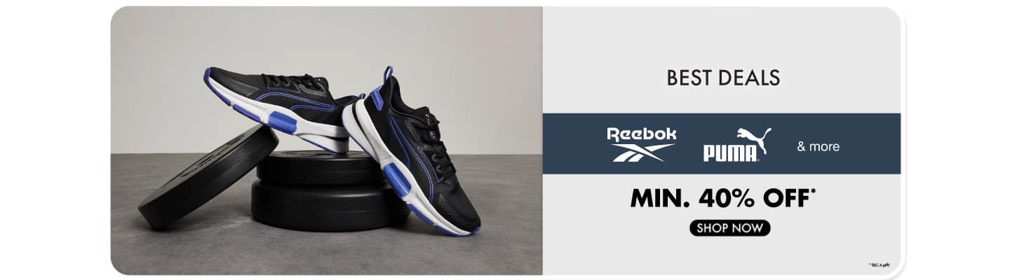 "Best Deals on Reebok  Puma  More – Min 40Percentage Off  Tag men footwear"