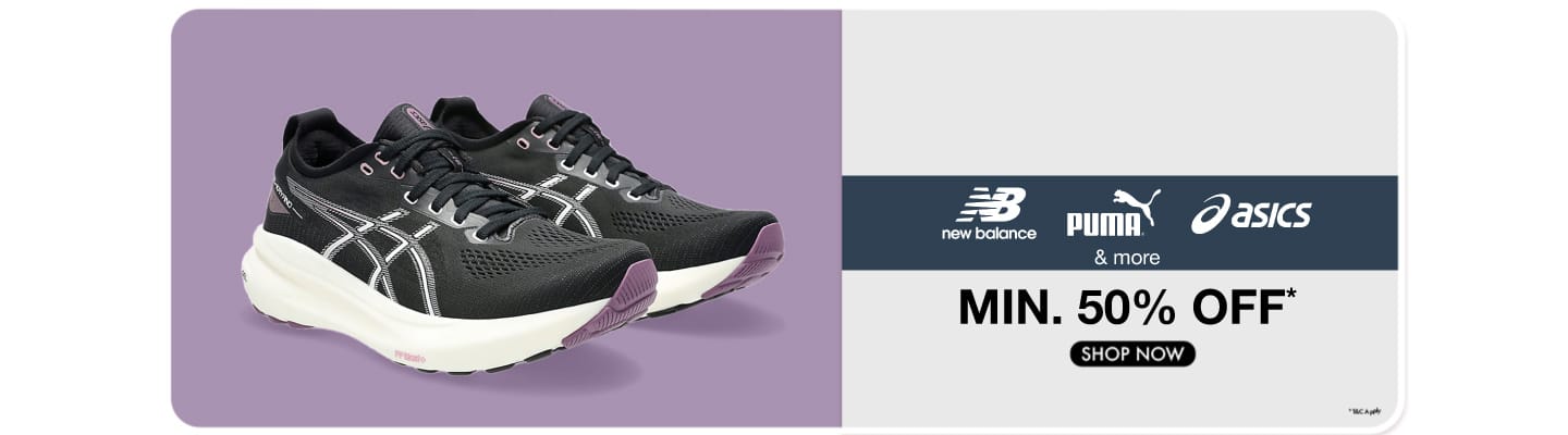 Puma, Asics, New Balance and More Min 50% Off