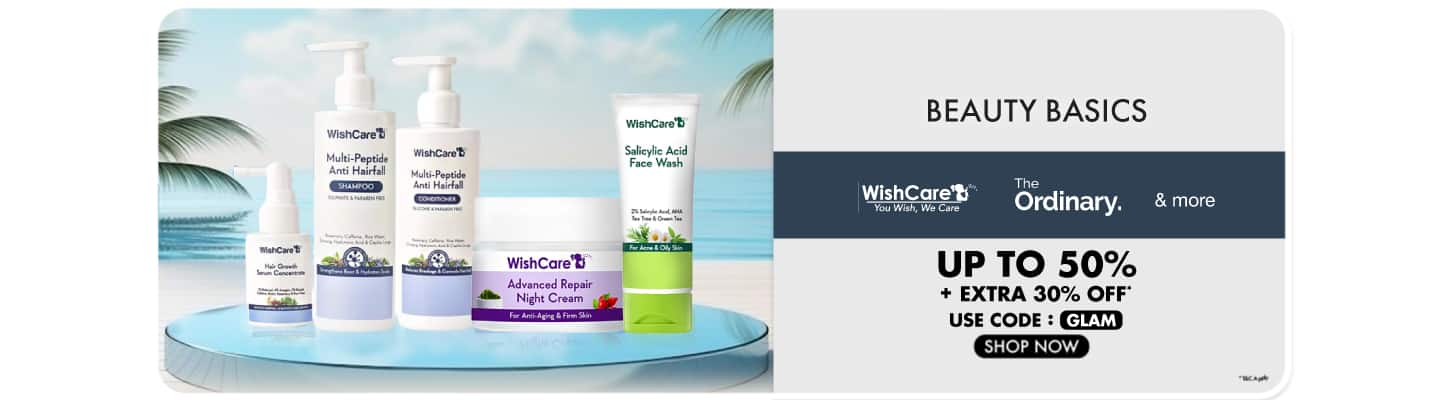 Beauty Basics Perfected The Ordinary, Wishcare and more Upto 50 % off + Extra 30% | Code: GLAM
